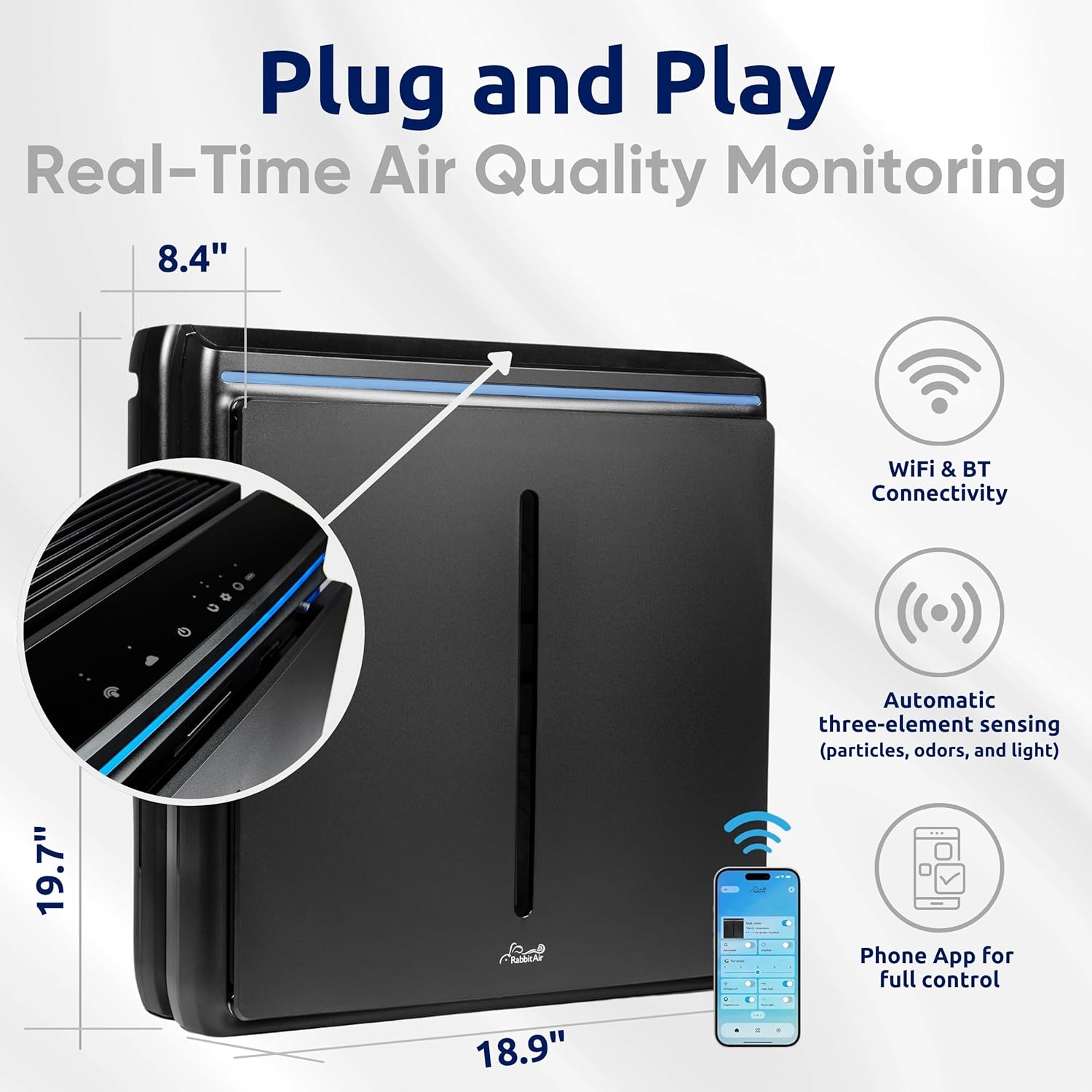 Rabbit Air A3 SPA-1000N Ultra Quiet HEPA Air Purifier