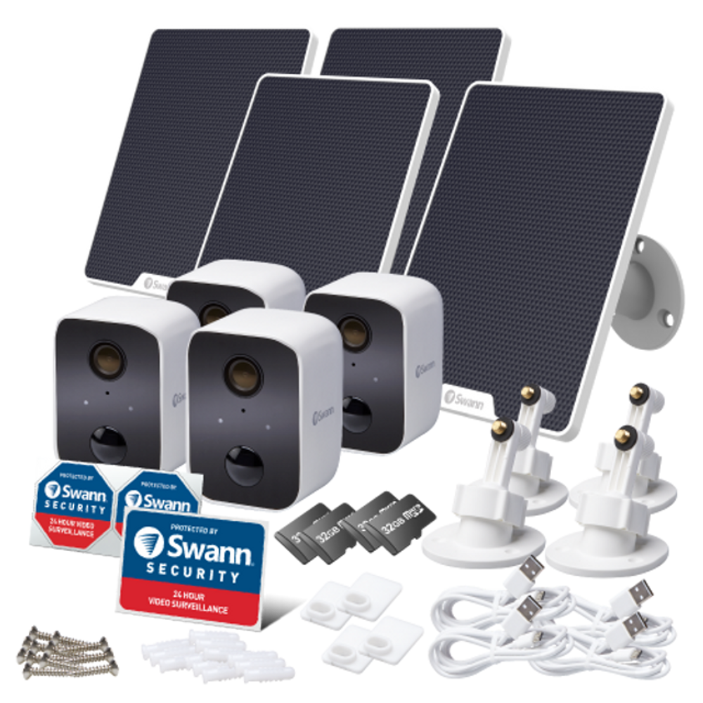 Swann 4x 1080p SWIFI-CORECAM / 4x SOIFI-SOLAR3 Solar Panel Bundle