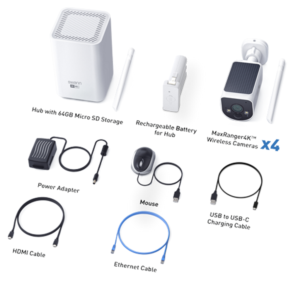 Swann MaxRanger4K™ Solar 4 Camera Security System with Longest Range Wireless | SWNVK-MR4KSD4