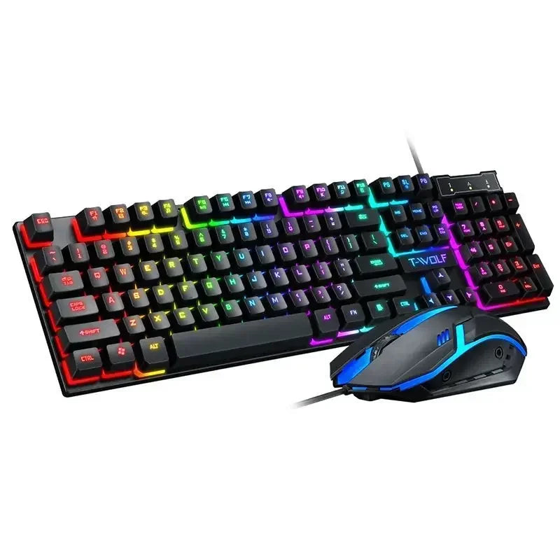 RGB Gaming Keyboard and Mouse Kit Backlit USB Wired Computer Keyboard and Mouse Keyboard Mouse English