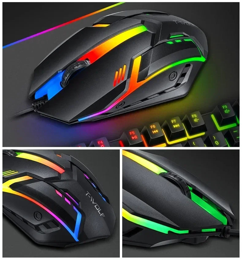 RGB Gaming Keyboard and Mouse Kit Backlit USB Wired Computer Keyboard and Mouse
