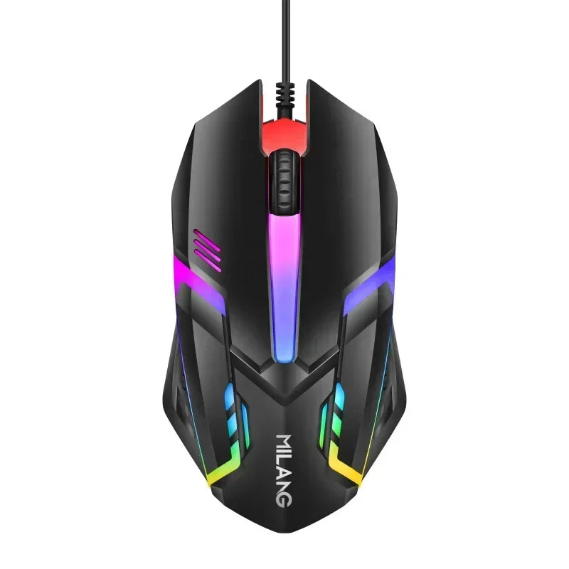 RGB Gaming Keyboard and Mouse Kit Backlit USB Wired Computer Keyboard and Mouse Only Mouse English