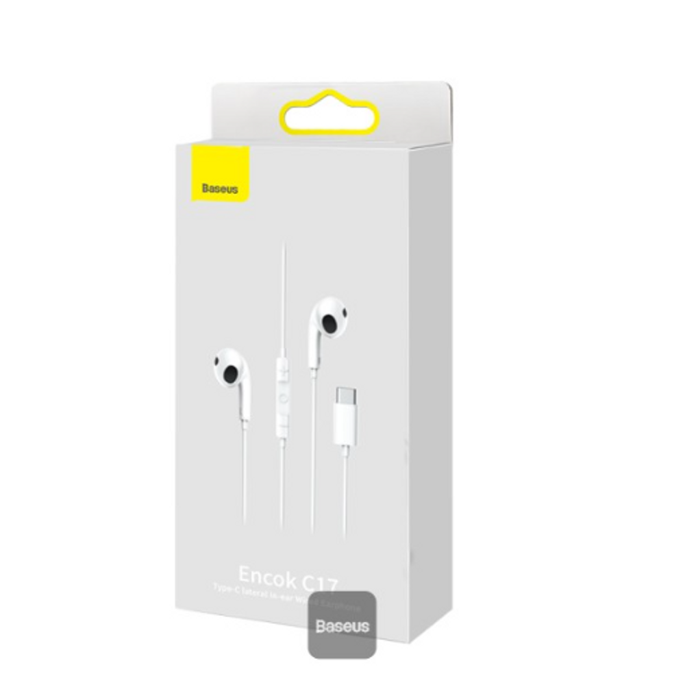 BAS04264 - Baseus Encok Type-C Lateral In-Ear Wired Earphone C17 White