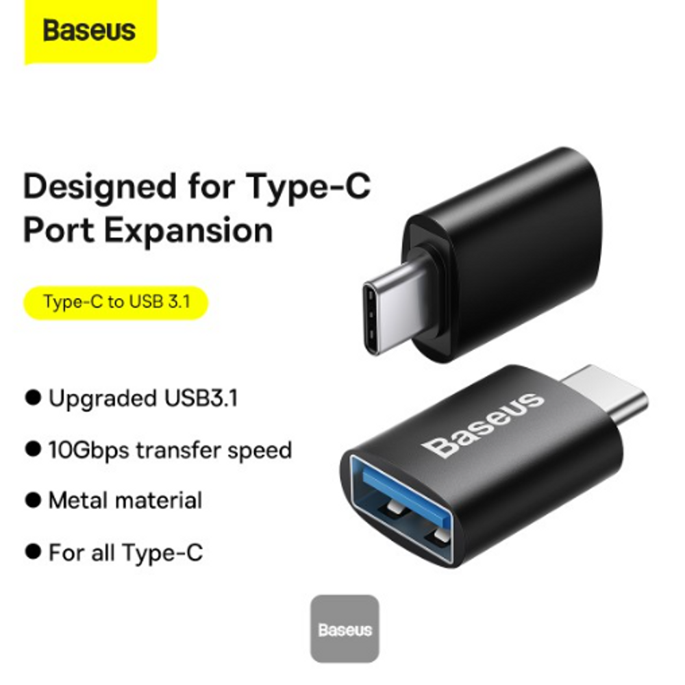 BAS05643 - Baseus Ingenuity Series Mini OTG Adaptor Type-C to USB-A 3.1 Black