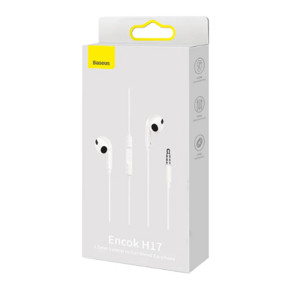 BAS07791 - Baseus Encok 3.5mm Lateral In-Ear Wired Earphone H17 White