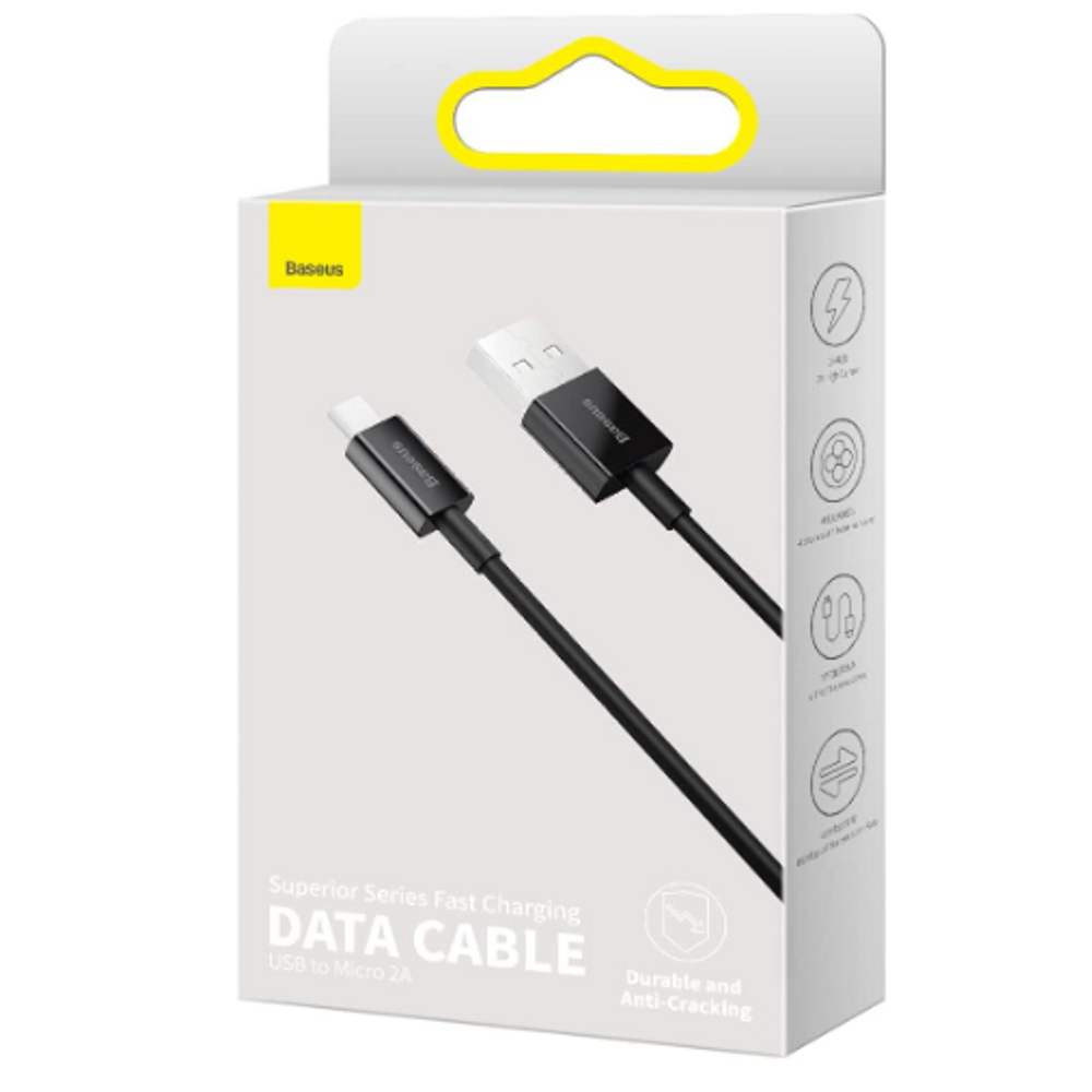 BAS08476 - Baseus Superior Series Fast Charging Data Cable USB to Micro 2A 1m Black