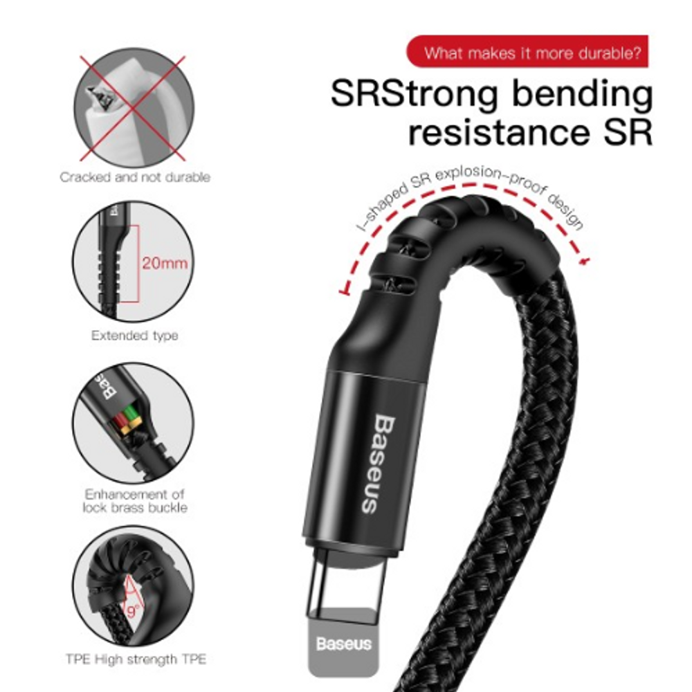 BAS84739 - Baseus Coiled Spring Data Cable USB For Type-C 2A 1m Black