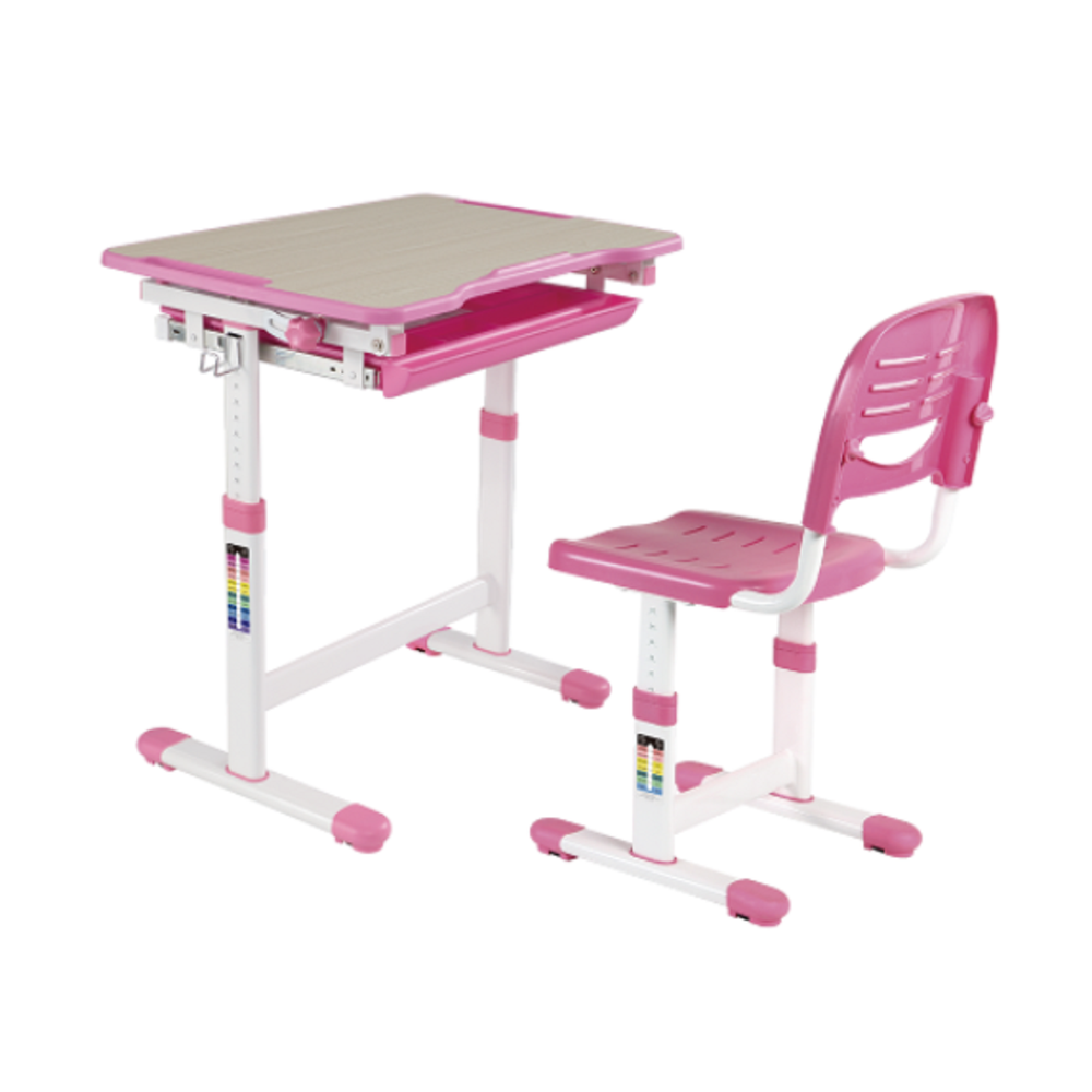 BT-B201-PNK - Bracom Ergonomical Height Adjust kids desk and chair set- Pink