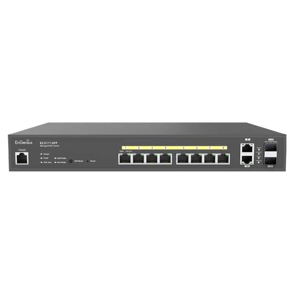 ECS1112FP - EnGenius ECS1112FP Cloud Managed 12-Port Gigabit PoE Switch 130W and 2 x SFP Uplinks