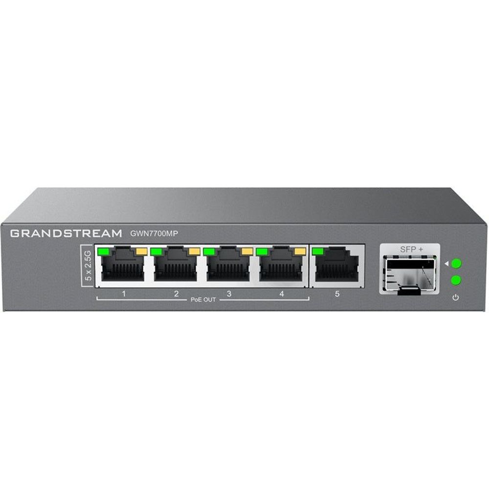 GWN7700MP - Grandstream GWN7700MP Unmanaged 2.5 MultiGigabit Switch with 5 x 2.5 GigE (4 x PoE), 1 x SFP+