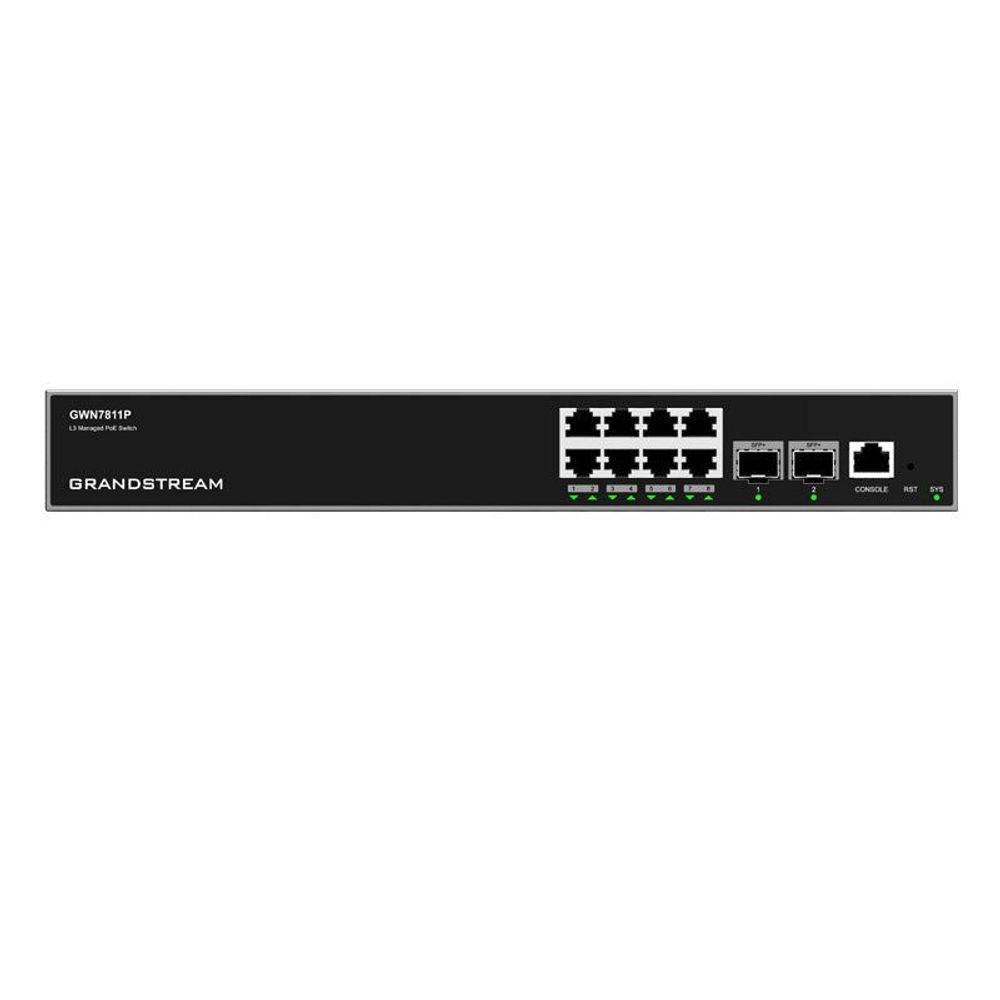 GWN7811P - Grandstream GWN7811P Enterprise Layer 3 Managed PoE Network Switch with 8 x GigE and 2 x SFP+