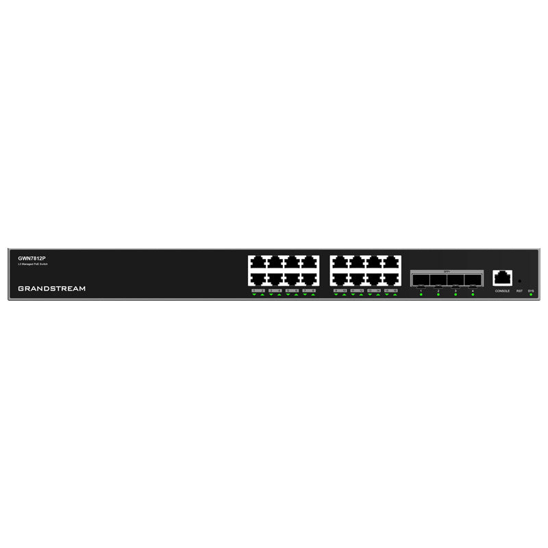 GWN7812P - Grandstream GWN7812P Enterprise Layer 3 Managed PoE Network Switch with 16 x GigE and 4 x SFP+