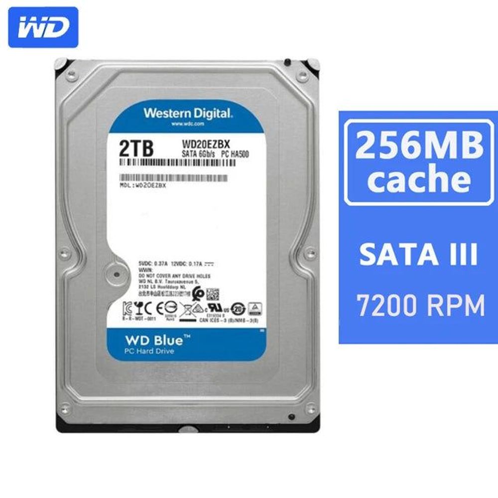 WD Blue 2TB SATA3 3.5" 256MB Cache 7200RPM