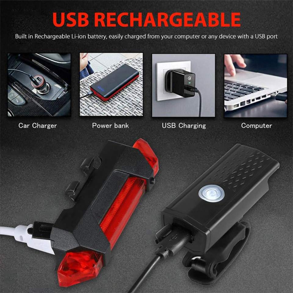 Bike Light Set USB Rechargeable Front and Rear