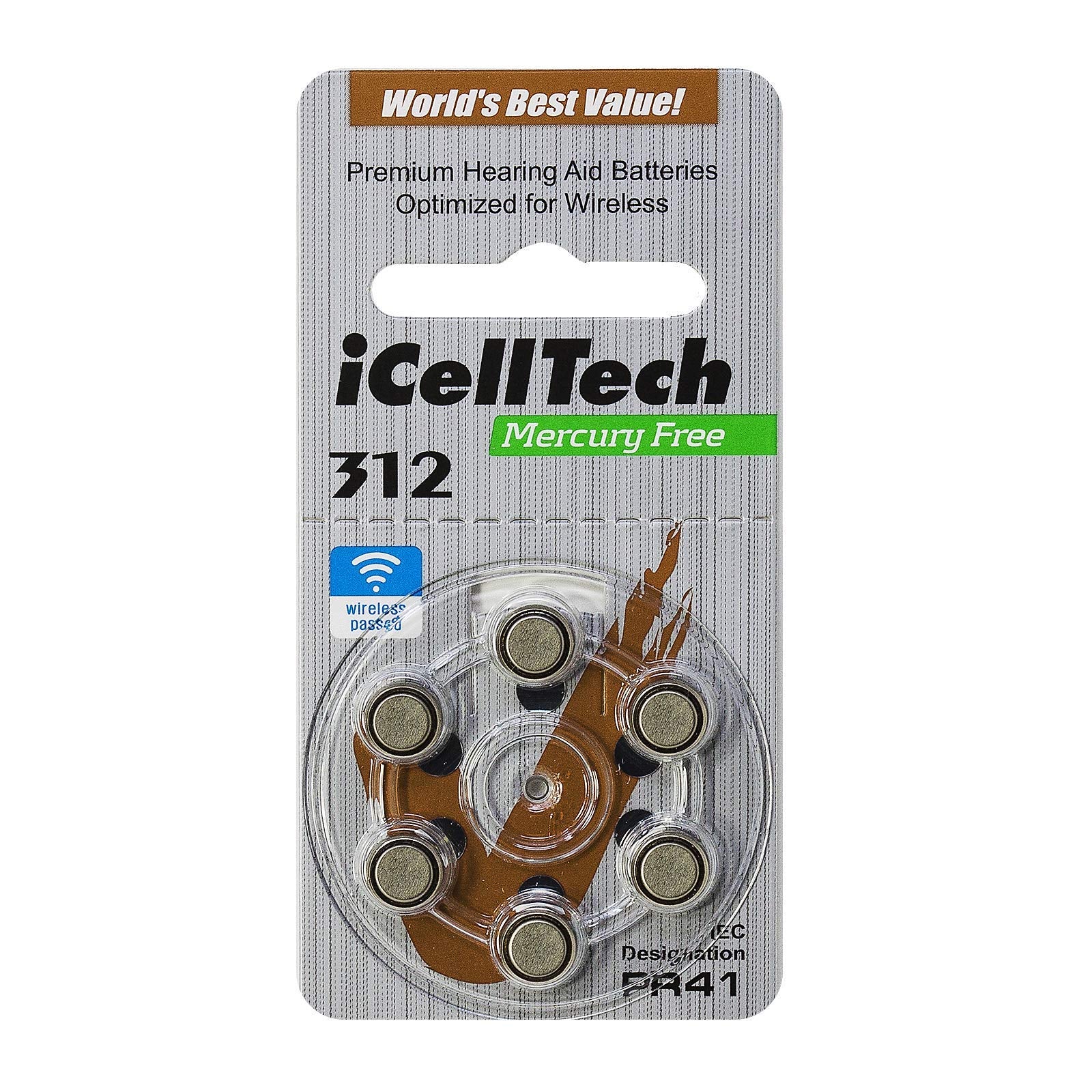Hearing Aid Batteries (Box of 60 Batteries) 312 Brown Hearing Aid Batteries