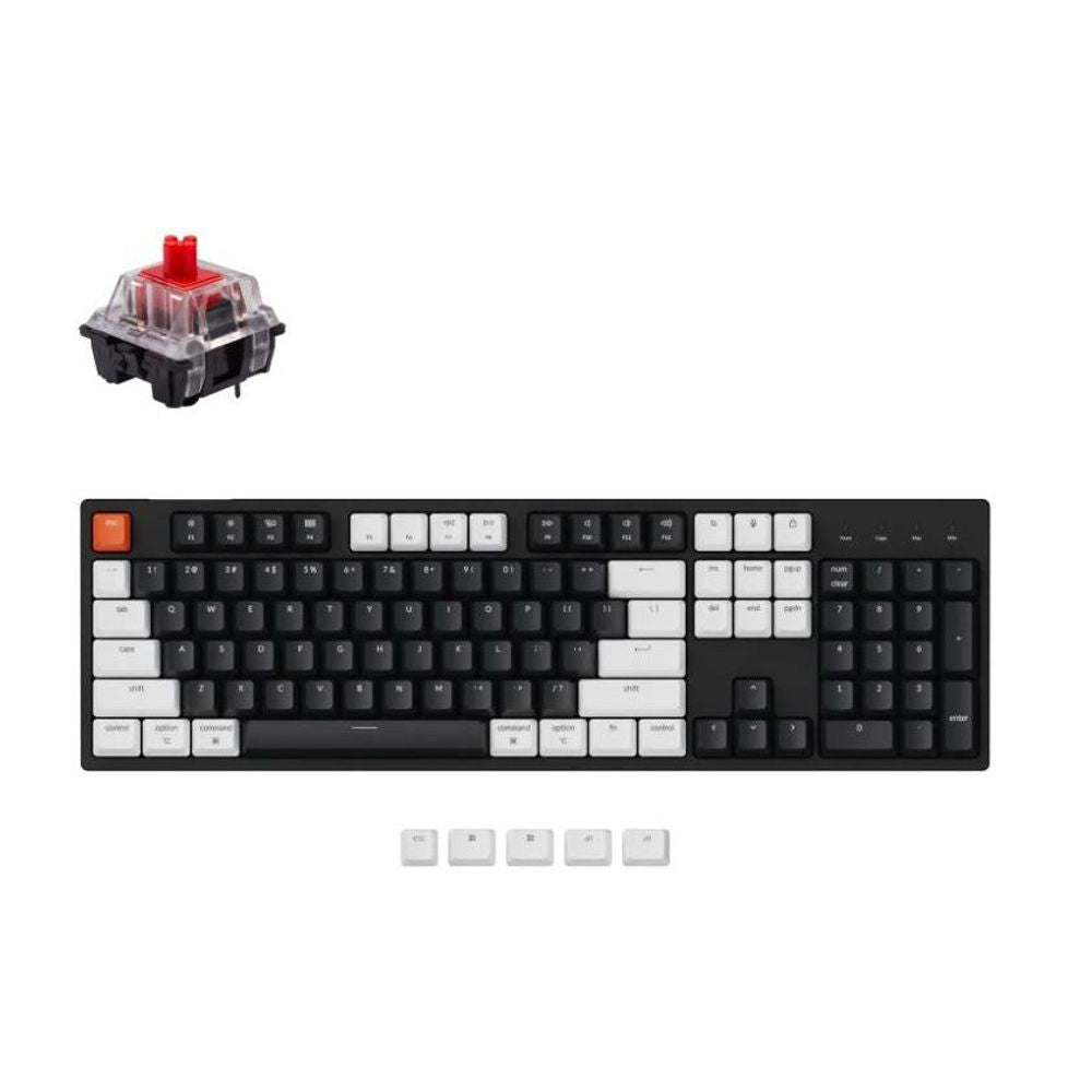 KEYC-C2-B1 - Keychron C2-B1, 100% Full Size Layout 104 Keys, Red Switch, RGB, Gateron Switch Mechanical, Wired Keyboard