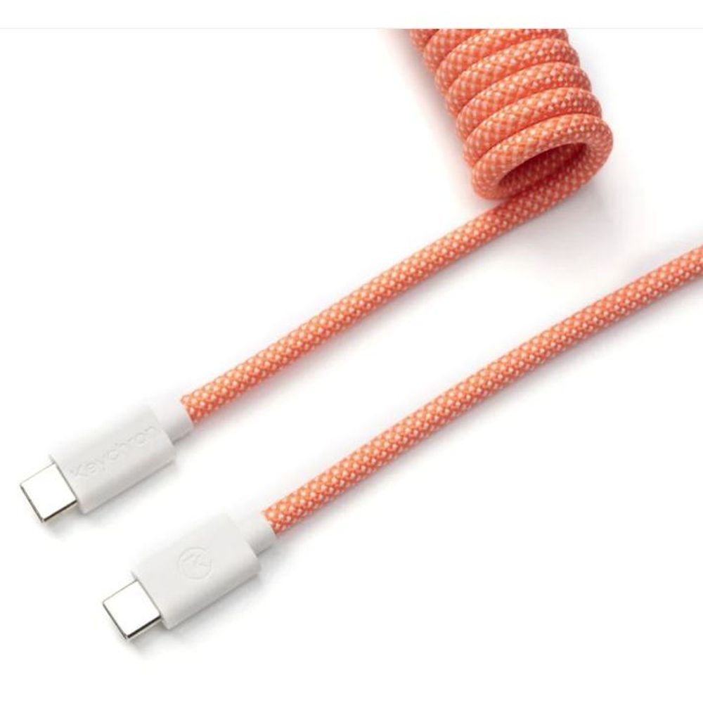 KEYC-Cab-14 - Keychron Pink Orange Coiled Straight Aviator Type-C Cable