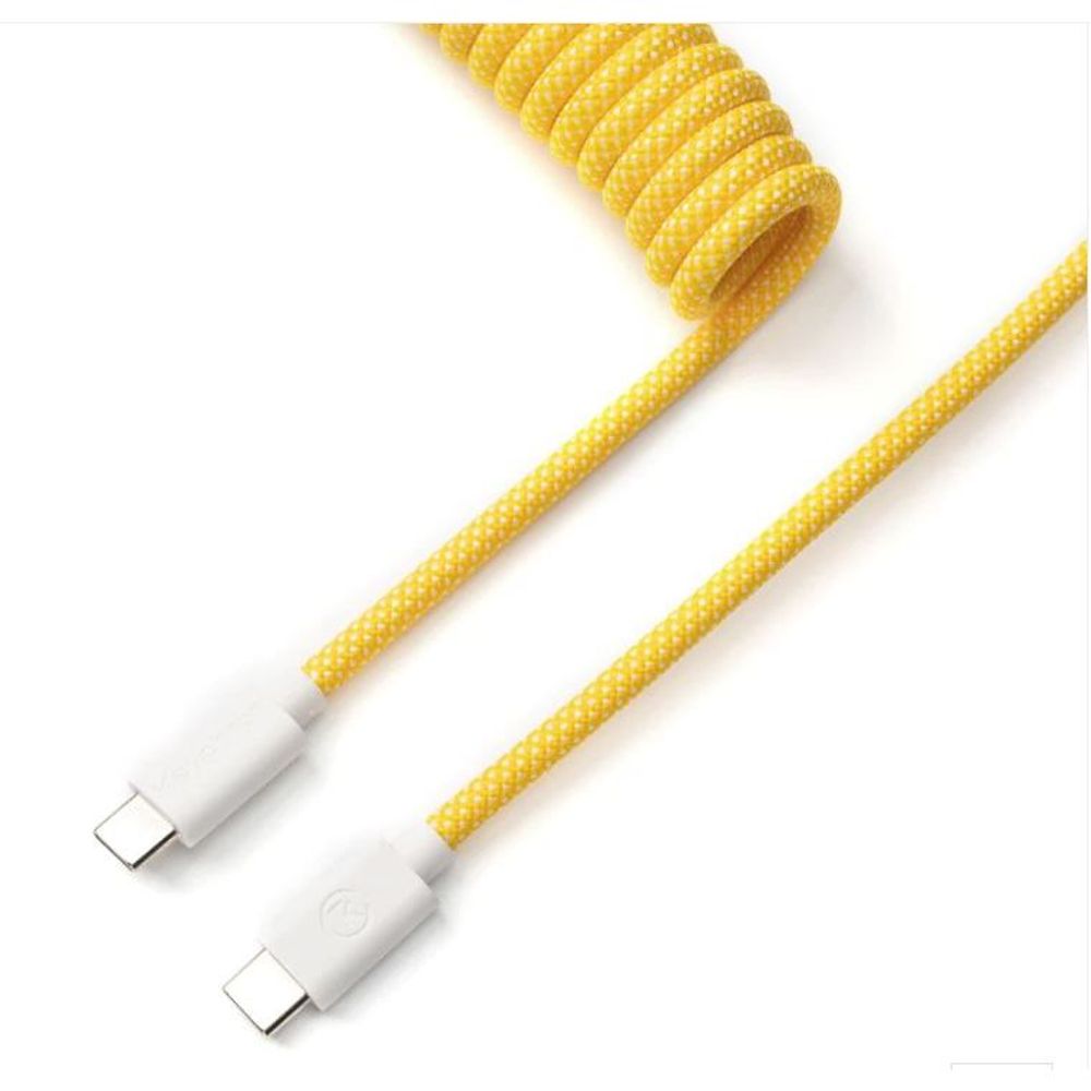 KEYC-Cab-16 - Keychron Yellow Coiled Straight Aviator Type-C Cable