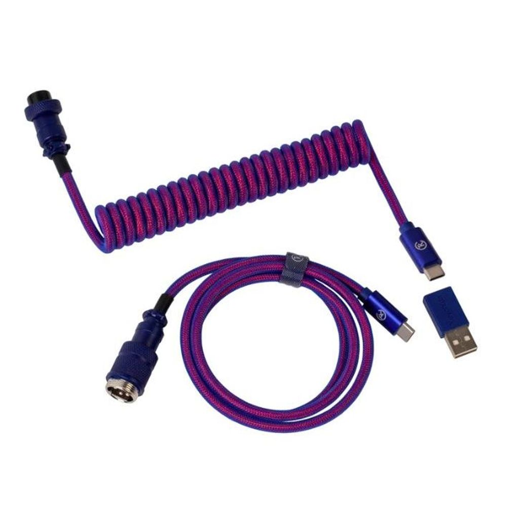 KEYC-Cab-1 - Keychron Premium Purple Coiled Straight Aviator Cable