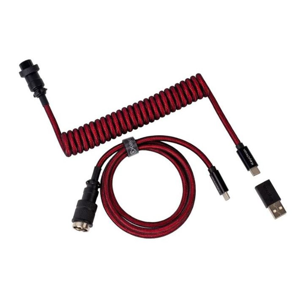 KEYC-Cab-2 - Keychron Premium Red Coiled Straight Aviator Cable