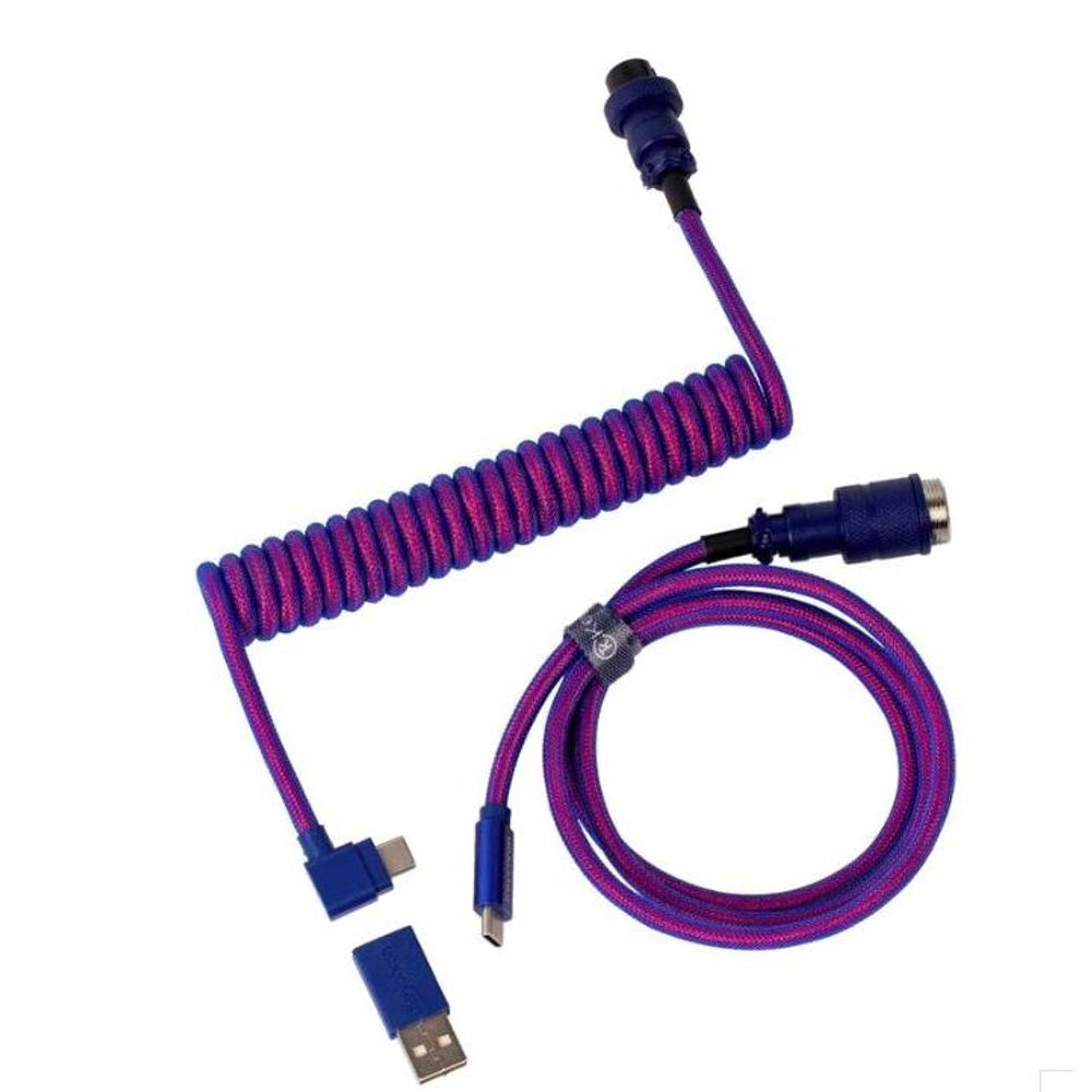 KEYC-Cab-3 - Keychron Premium Purple Coiled angled Aviator Cable