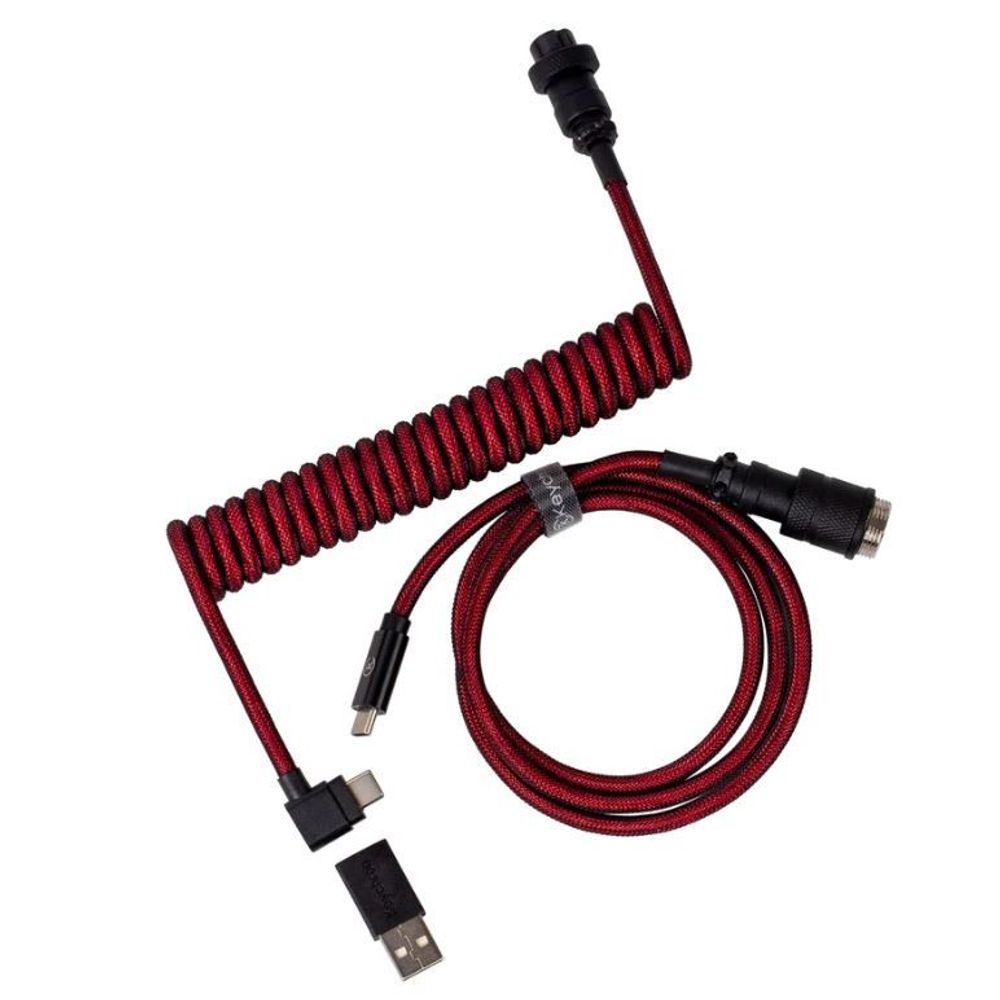 KEYC-Cab-4 - Keychron Premium Red Coiled Angled Aviator Cable