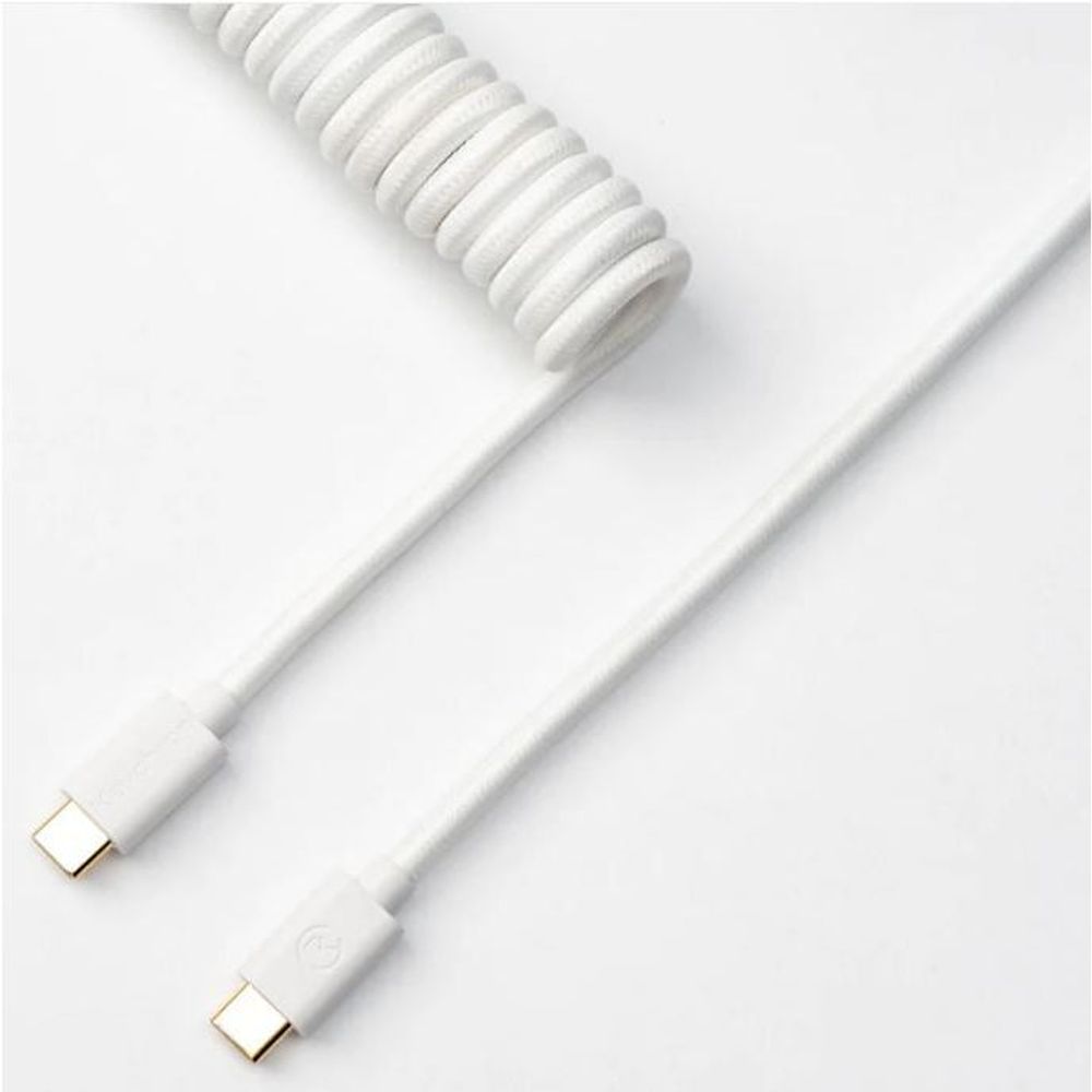 KEYC-Cab-W - Keychron White Coiled Straight Aviator Type-C Cable