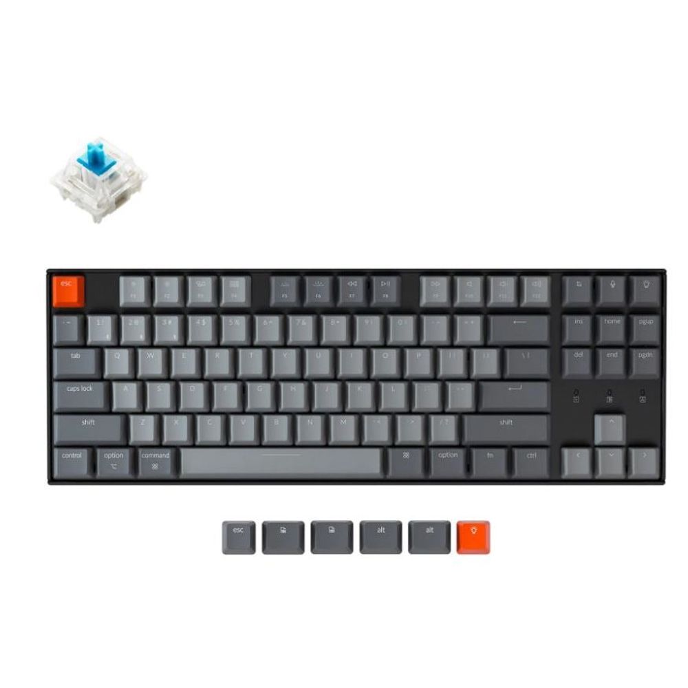 KEYC-K8-B2 - Keychron K8-B2, 80% TKL Layout 87 Keys, Blue Switch, RGB, Gateron G Pro, Mechanical Wireless Keyboard