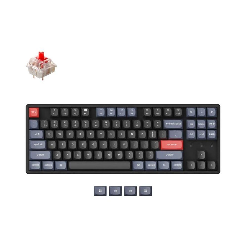 KEYC-K8P-J1 - Keychron K8P-J1, 80% TKL Layout 87 Keys, Red Switch, RGB, Hot-Swap, Gateron G Pro, Mechanical Wireless Keyboard Pro