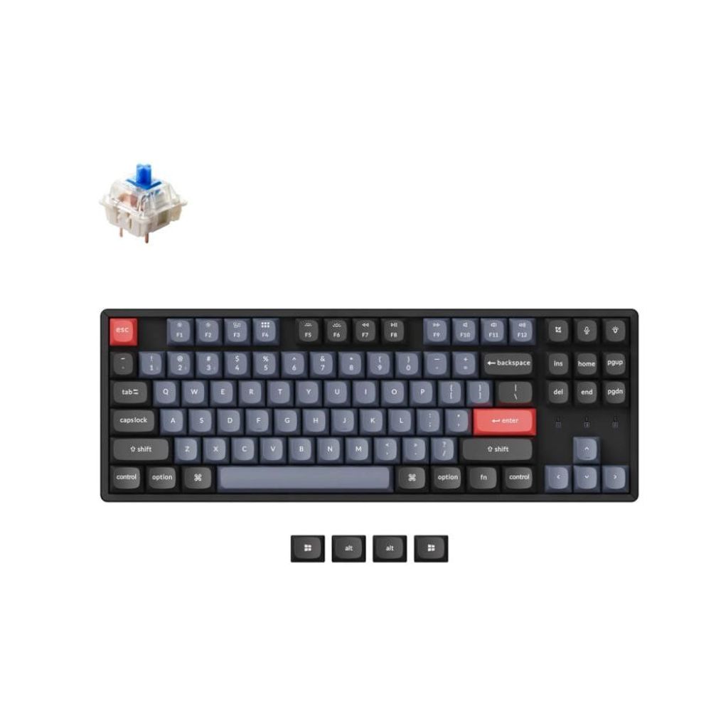 KEYC-K8P-J2 - Keychron K8P-J2, 80% TKL Layout 87 Keys, Blue Switch, RGB, Hot-Swap, Gateron G Pro, Mechanical Wireless Keyboard Pro