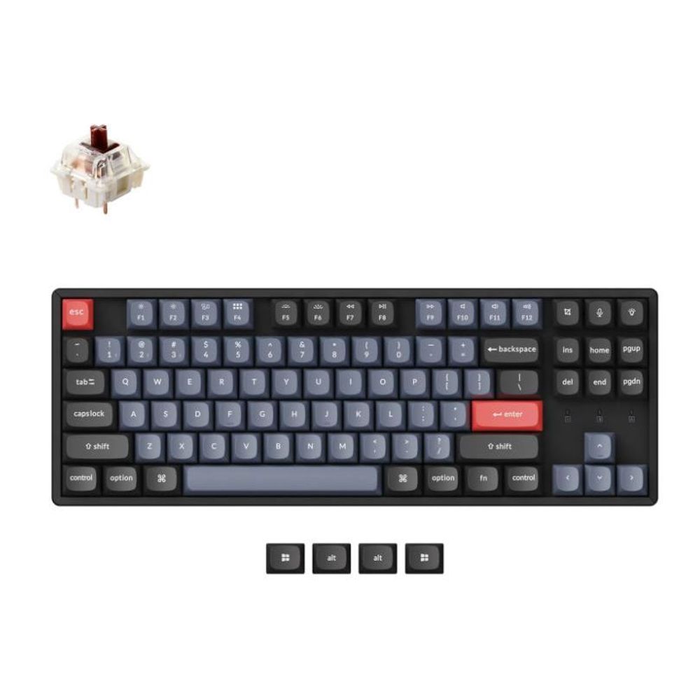 KEYC-K8P-J3 - Keychron K8P-J3, 80% TKL Layout 87 Keys, Brown Switch, RGB, Hot-Swap, Gateron G Pro, Mechanical Wireless Keyboard Pro