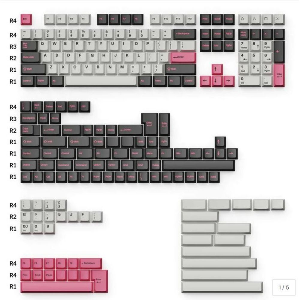 KEYC-PBT-15 - Keychron Double Shot Cherry PBT Keycap Full Keycap Set - Grey and Pink