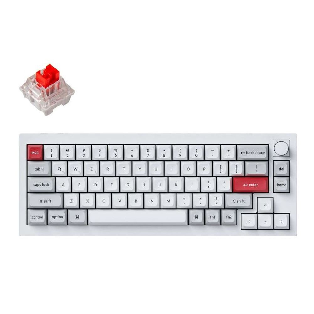 KEYC-Q2P-P1 - Keychron Q2P-P1, 65% Layout 68 Keys, Red Switch, RGB, Shell White Aluminium Frame, Hot-Swap QMK/VIA, Keychron Pro, Mechanical Wireless Keyboard, With Knob