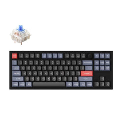 KEYC-Q3-M2 - Keychron Q3-M2, 80% TKL Layout 87 keys, Blue Switch, RGB, Black Frame, Hot-Swap, QMK, Gateron G Pro, Mechanical Wired Keyboard, With Knob