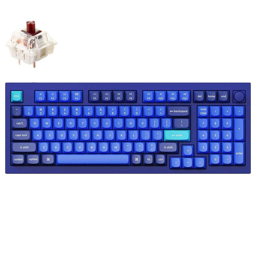 KEYC-Q5-O3 - Keychron Q5-O3, 96% Layout 100 Keys, Brown Switch, RGB, Blue Frame, Hot-Swap, Gateron G Pro, Wired Keyboard, With Knob