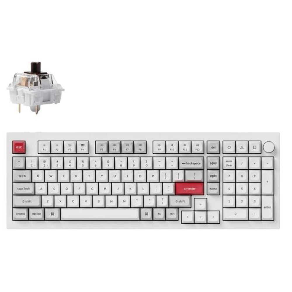 KEYC-Q5P-P3 - Keychron Q5P-P3, 96% Layout, Brown Switch, RGB Backlight, White, Hot Swap, Wireless Mechanical, Pro, Knob