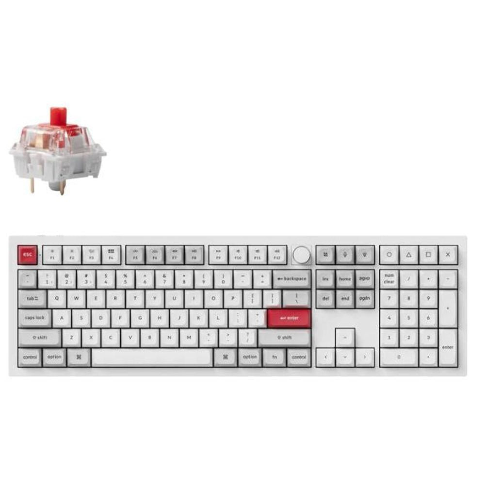 KEYC-Q6P-P1 - Keychron Q6P-P1, 100% Layout, Red Switches, Shell White, QMK/VIA, Wireless Mechanical, Pro, Knob