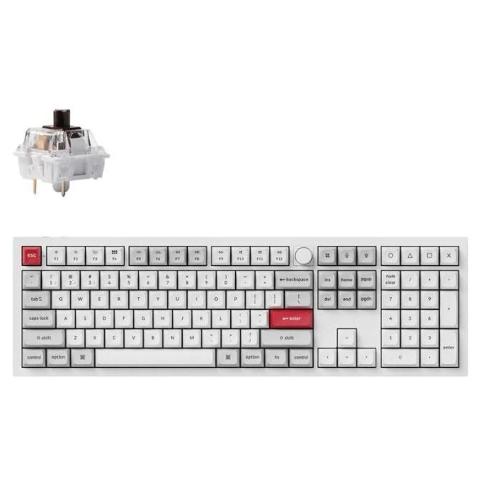 KEYC-Q6P-P3 - Keychron Q6P-P3, 100% Layout, Brown Switch, Shell White, QMK/VIA, Wireless Mechanical, Pro, Knob