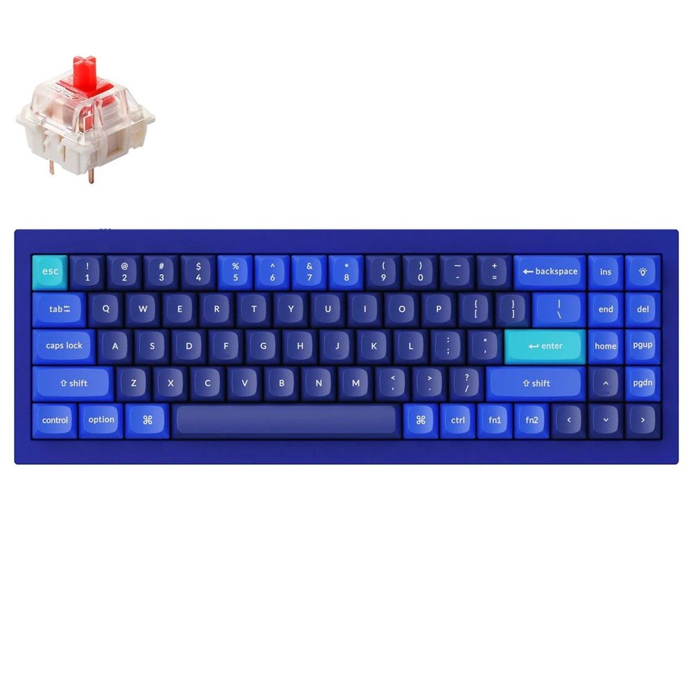 KEYC-Q7-J1 - Keychron Q7-J1, 70% Layout 72 Keys, Red Switch, RGB, Blue Frame, Hot-Swap, QMK, Gateron G Pro, Mechanical Wired Keyboard