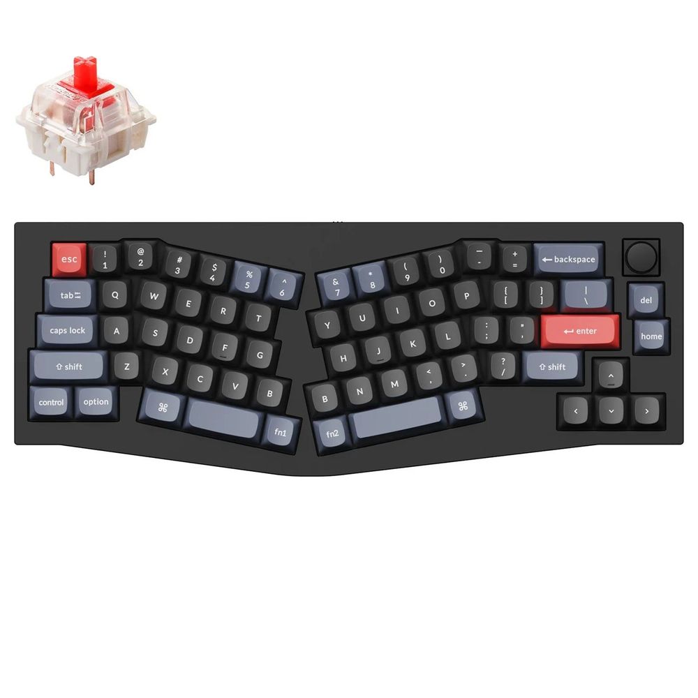 KEYC-Q8-M1Z - Keychron Q8-M1Z, 65% Layout 68 Keys, Red Switch, RGB, Black Frame, Hot-Swap, Gateron G Pro, Mechanical Wired, With Knob