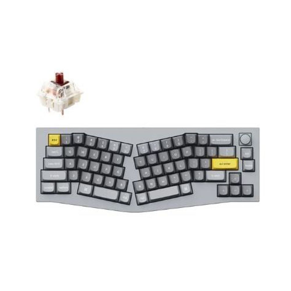 KEYC-Q8-N3Z - Keychron Q8-N3Z, 65% Layout 68, Brown Switch, RGB, Grey Frame, Hot-Swap, QMK, Gateron G Pro, Mechanical Wired Keyboard, With Knob, Alice Layout