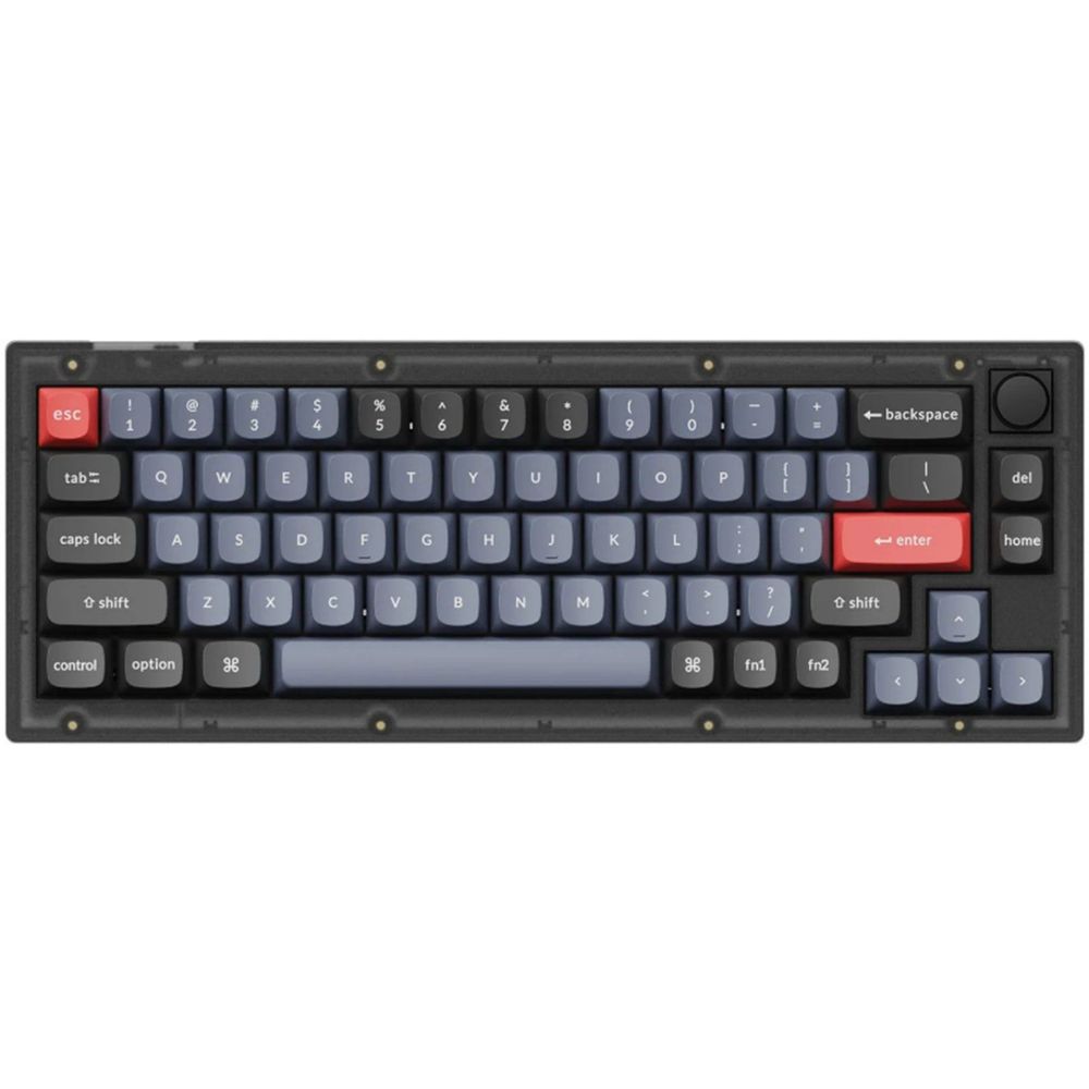 KEYC-V2-C3 - Keychron V2-C3, 65% Layout 68 Keys, Brown Switch, RGB, Frosted Black Frame, Hot-Swap, QMK, Keychron K Pro, Mechanical Wired Keyboard, With Knob,