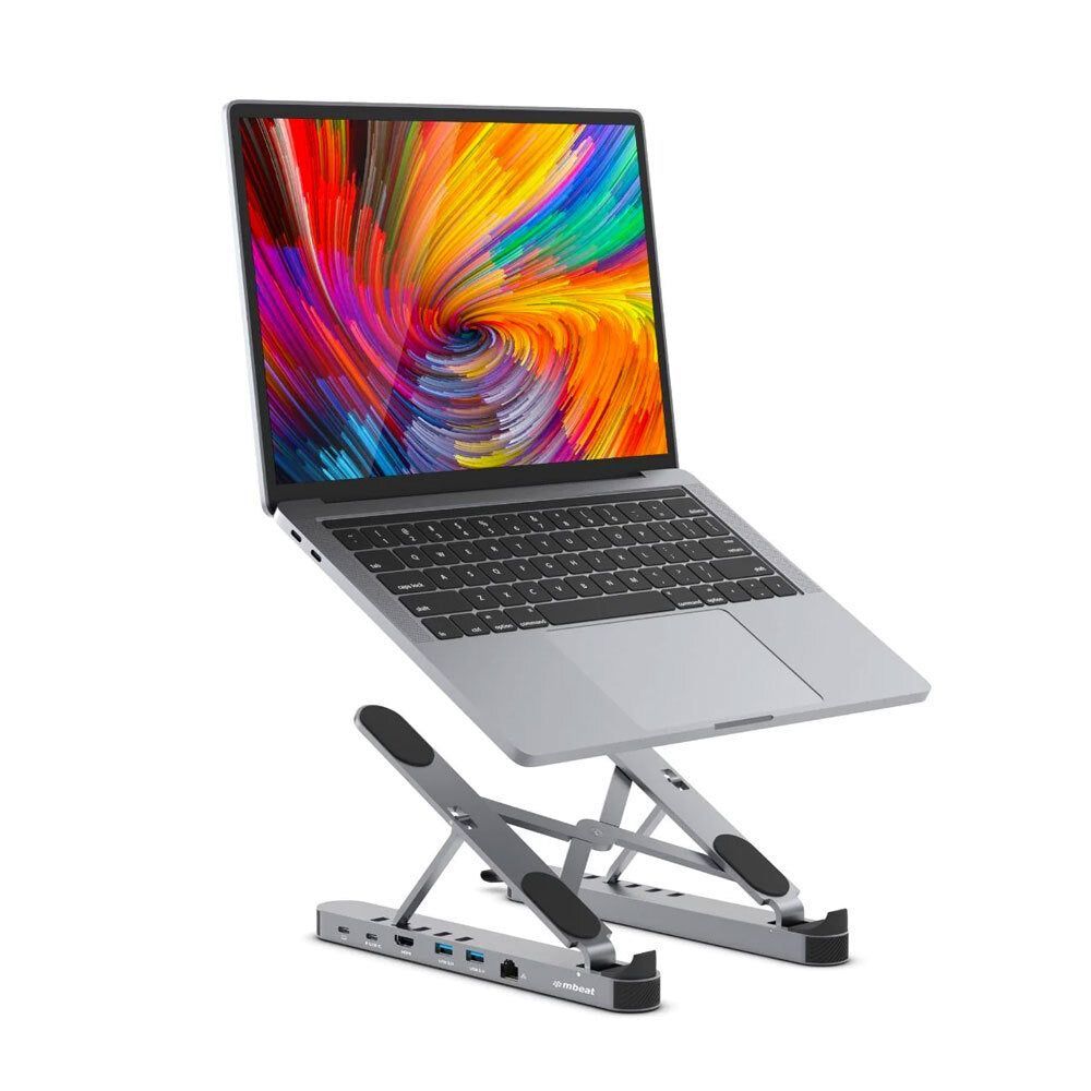 MB-STD-P5GRY - mbeat Stage P5 Portable Laptop Stand with USB-C Docking Station - Space Grey