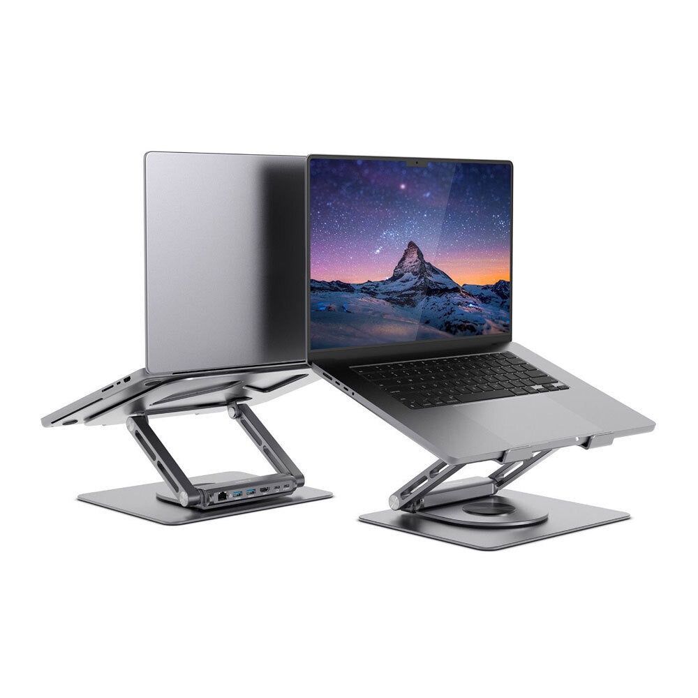 MB-STD-S12GRY - mbeat Stage S12 Rotating Laptop Stand with USB-C Docking Station - Space Grey