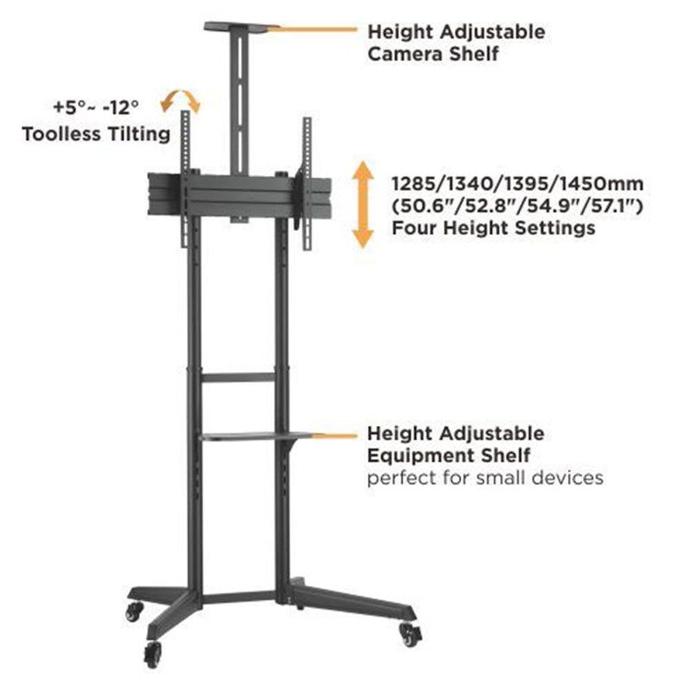 BT-TTV1040 - VERSATILE & COMPACT STEEL TV CART Support 37-70 inch TV 50KG