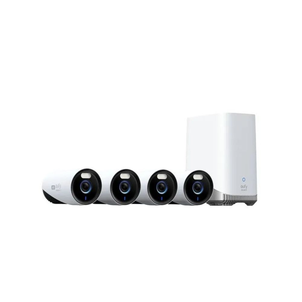 E8600T23 - EUFY 4K Outdoor Wired Security eufyCam Professional (E330) 24/7 Recording + HomeBase 3 (4Pk)