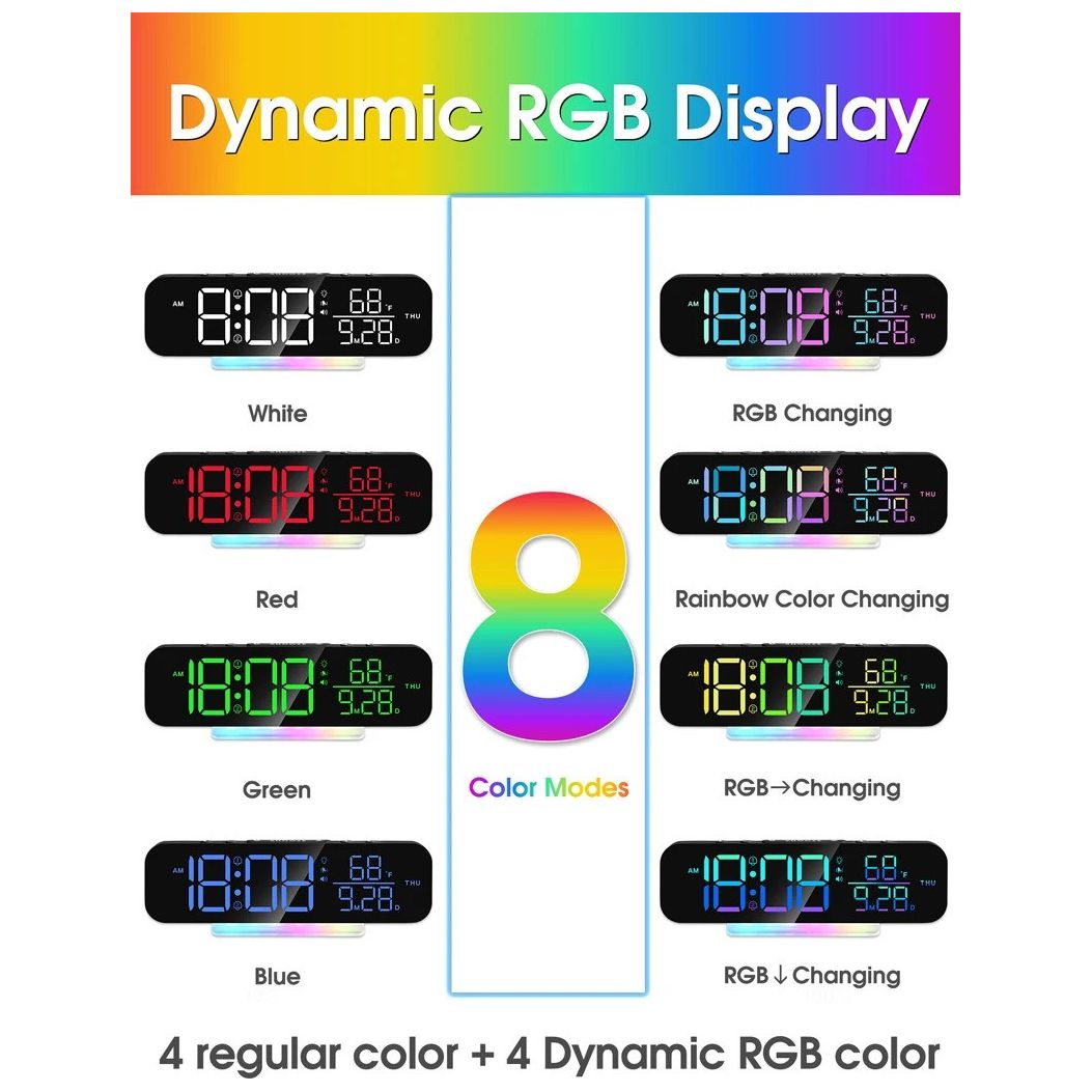 RGB Display Vibrating Travel Alarm Clock