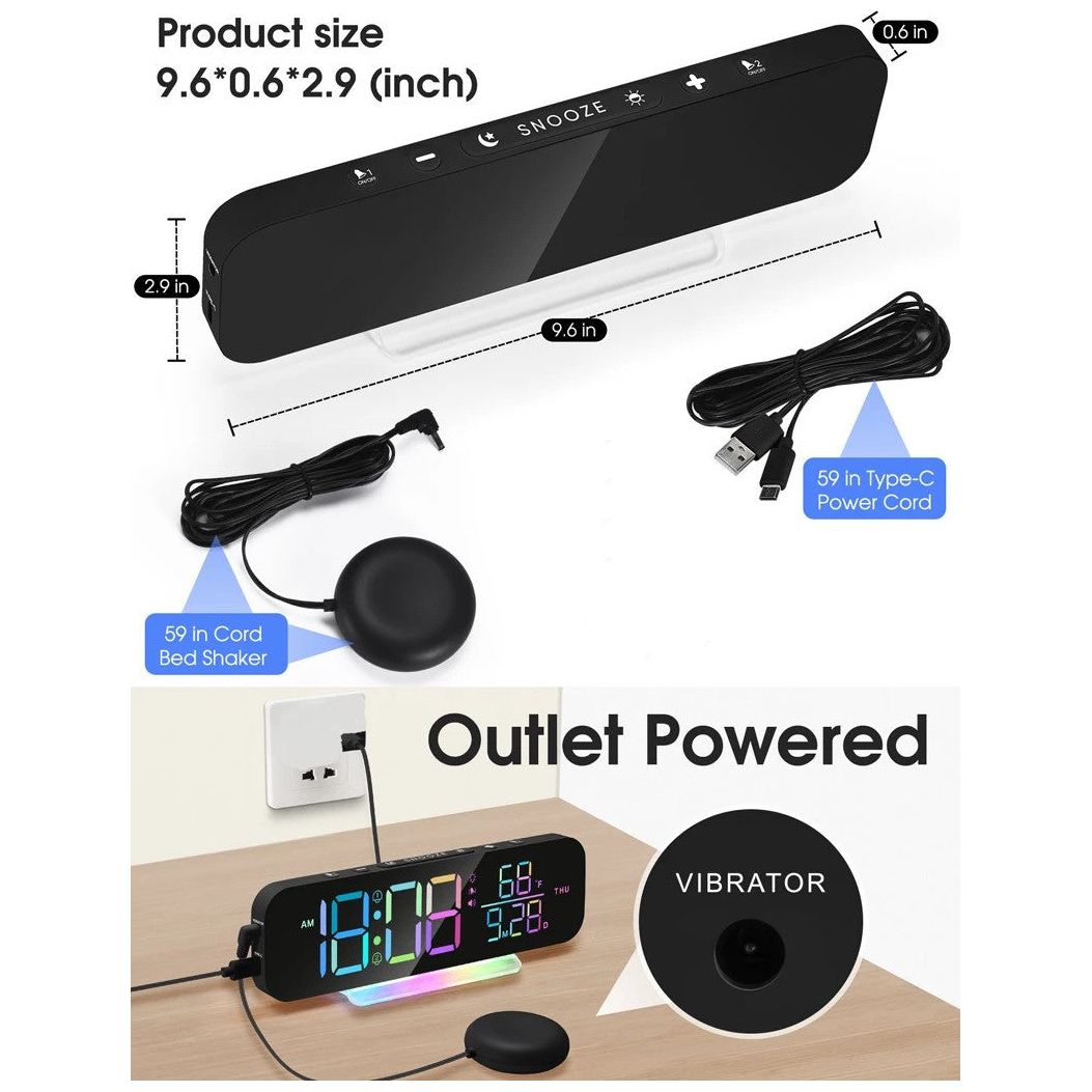 RGB Display Vibrating Travel Alarm Clock