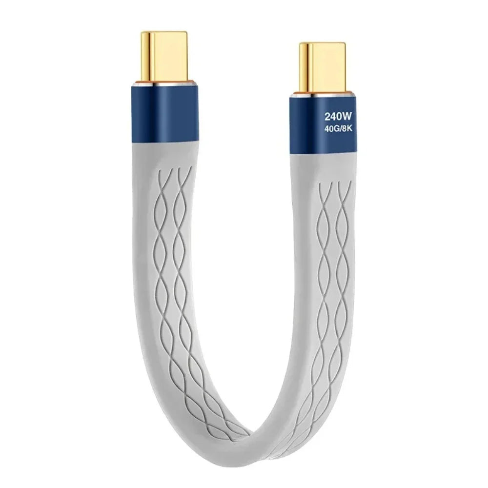 240W 40GB Short USB-C to USB-C Fast Charging Cable with 40Gbps Data Transfer and 8K Video Support Gray 13Cm