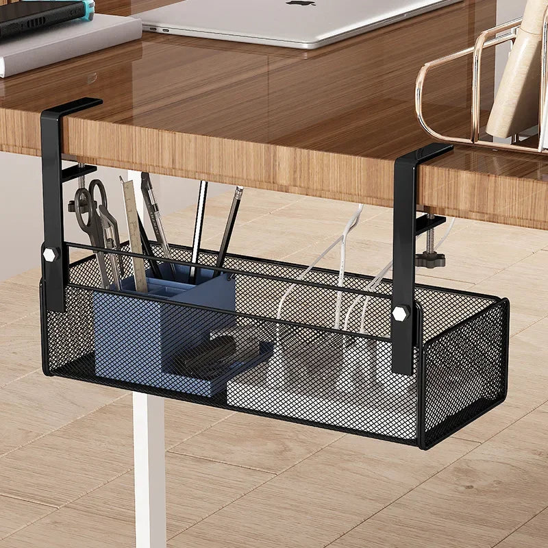 Adjustable Under-Desk Cable Management Tray with Clamp Mount for Professional and Home Environments